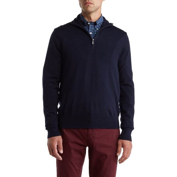 Brooks Brothers Merino Wool Half Zip Sweater Men’s Size XXL Blue Classic Preppy - Picture 1 of 10